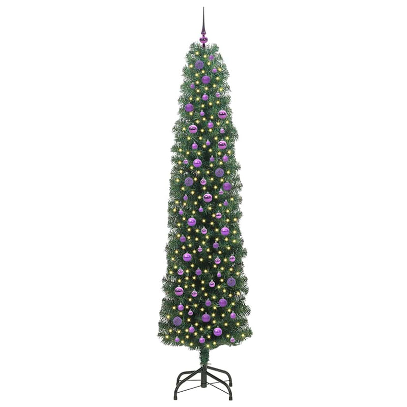 vidaXL Mű karácsonyfa 300 LED-del Zöld 240 cm PVC, acél és műanyag