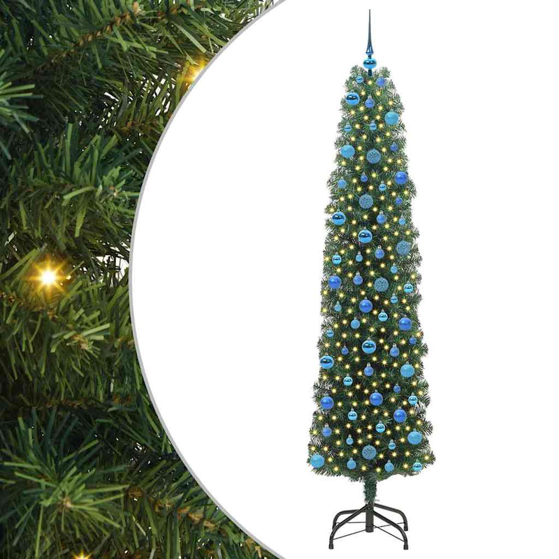 vidaXL Mű karácsonyfa 300 LED-del Zöld 240 cm PVC, acél és műanyag