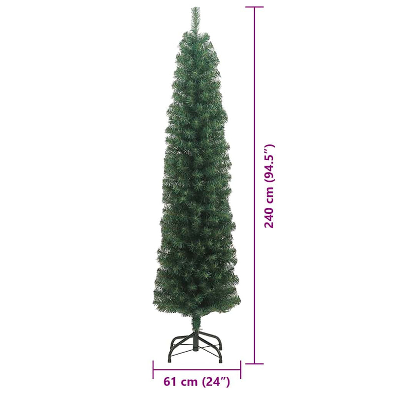 vidaXL Mű karácsonyfa 300 LED-del Zöld 240 cm PVC, acél és műanyag