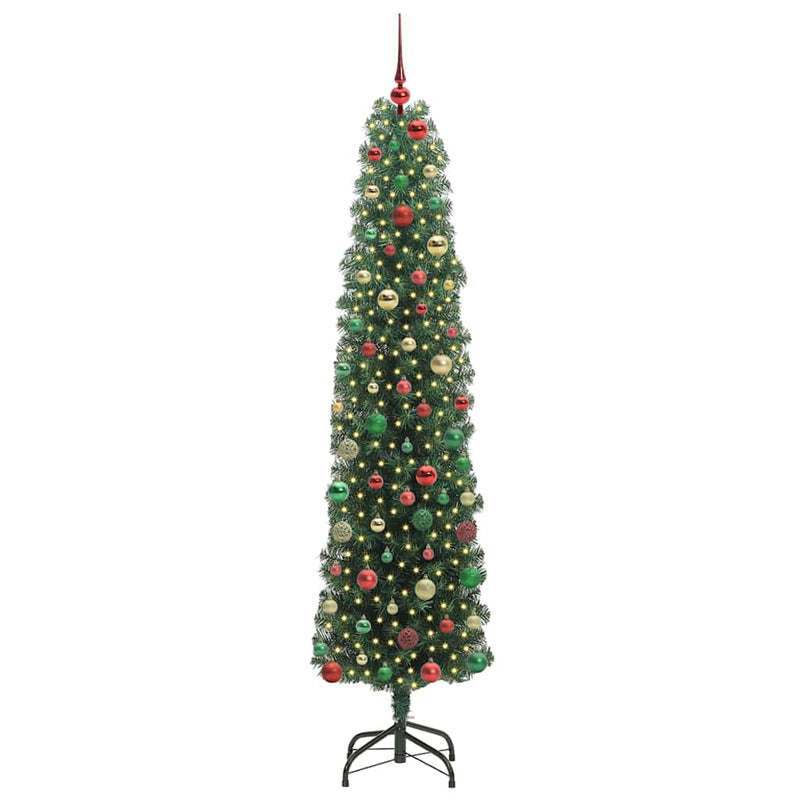 vidaXL Mű karácsonyfa 300 LED-del Zöld 240 cm PVC, acél és műanyag