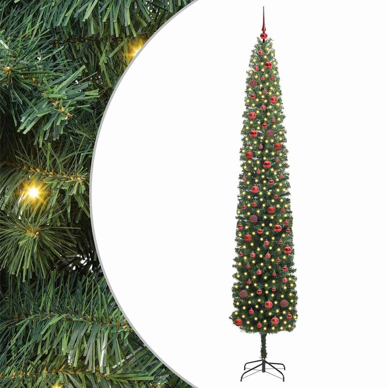 vidaXL Mű karácsonyfa 300 LED-del Zöld 270 cm PVC, acél és műanyag