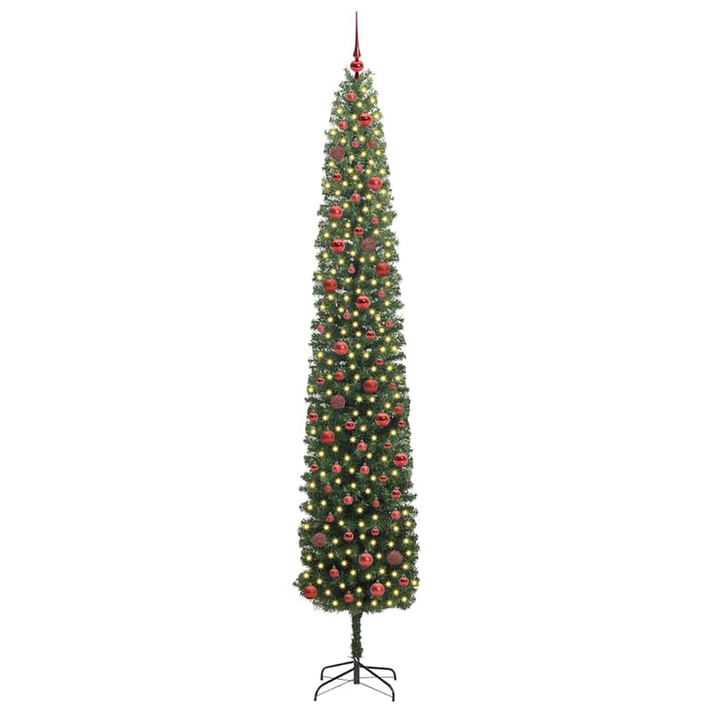 vidaXL Mű karácsonyfa 300 LED-del Zöld 270 cm PVC, acél és műanyag