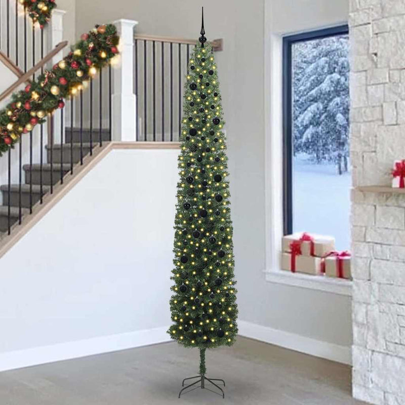 vidaXL Mű karácsonyfa 300 LED-del Zöld 270 cm PVC, acél és műanyag