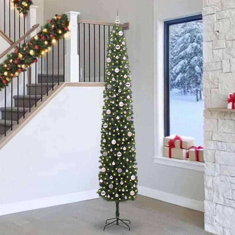 vidaXL Mű karácsonyfa 300 LED-del Zöld 270 cm PVC, acél és műanyag