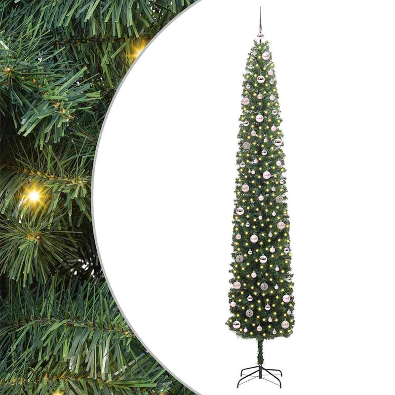 vidaXL Mű karácsonyfa 300 LED-del Zöld 270 cm PVC, acél és műanyag