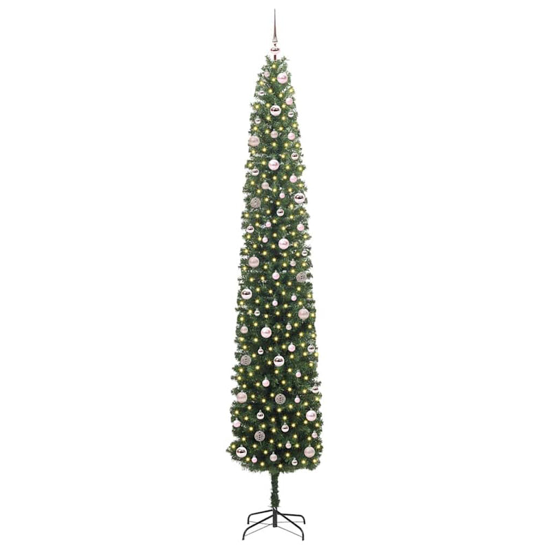 vidaXL Mű karácsonyfa 300 LED-del Zöld 270 cm PVC, acél és műanyag
