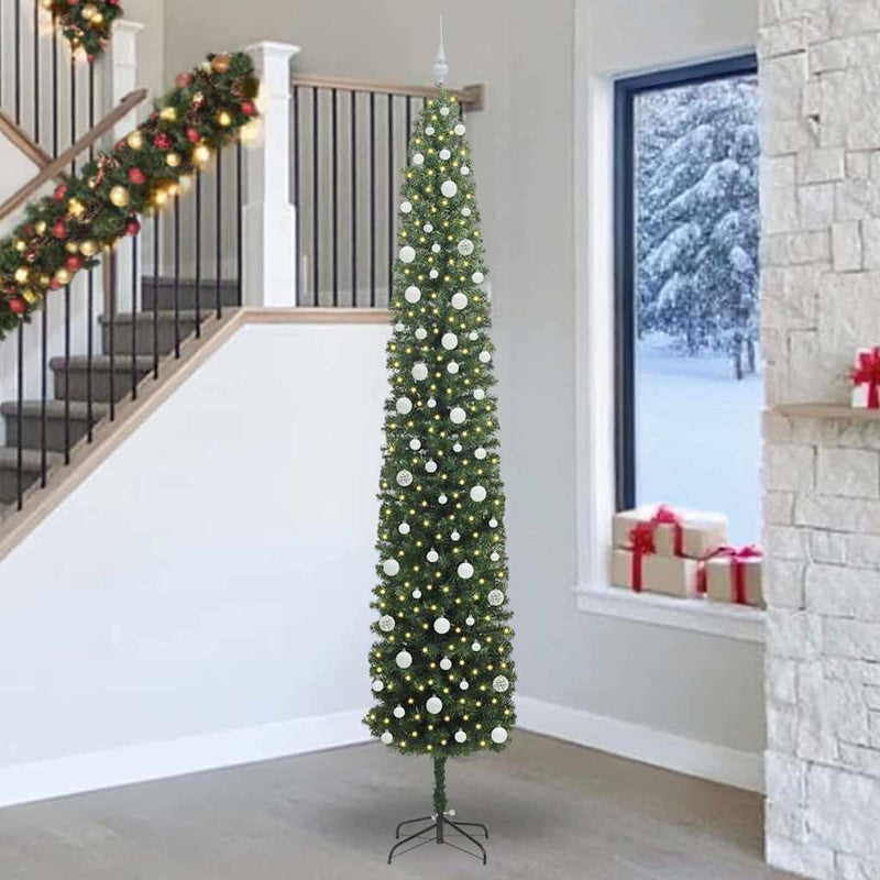 vidaXL Mű karácsonyfa 300 LED-del Zöld 270 cm PVC, acél és műanyag
