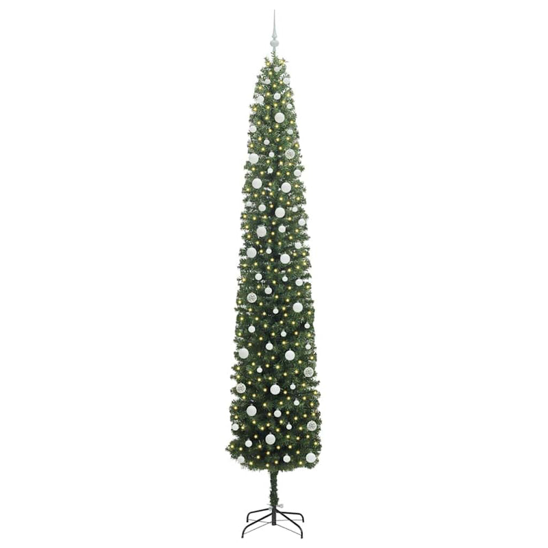 vidaXL Mű karácsonyfa 300 LED-del Zöld 270 cm PVC, acél és műanyag