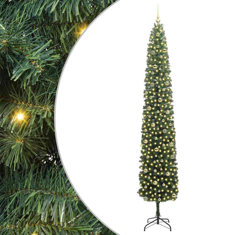 vidaXL Mű karácsonyfa 300 LED-del Zöld 270 cm PVC, acél és műanyag