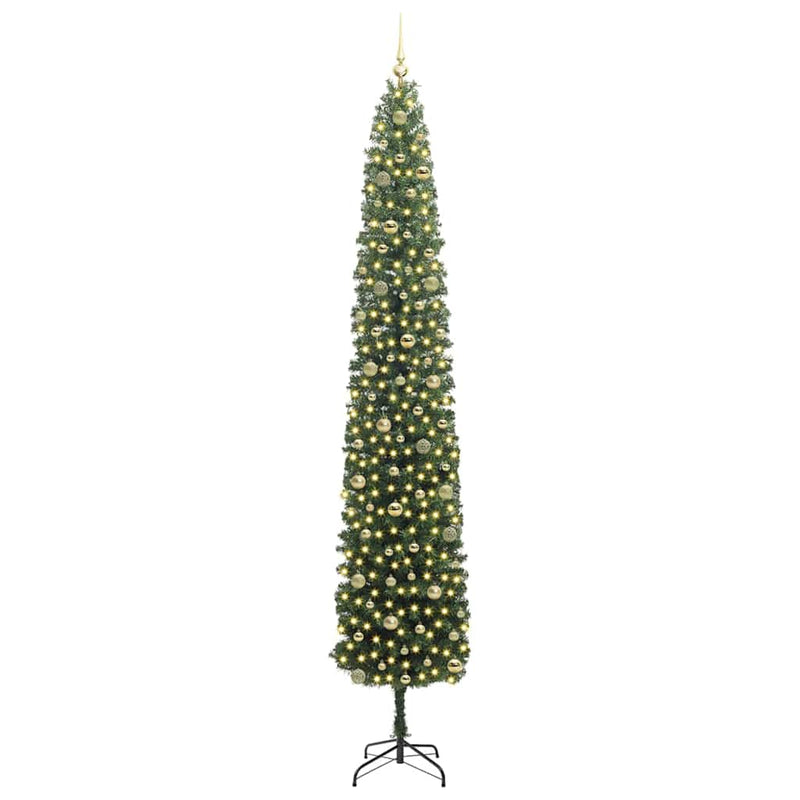 vidaXL Mű karácsonyfa 300 LED-del Zöld 270 cm PVC, acél és műanyag