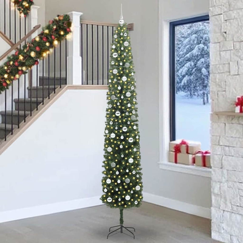 vidaXL Mű karácsonyfa 300 LED-del Zöld 270 cm PVC, acél és műanyag