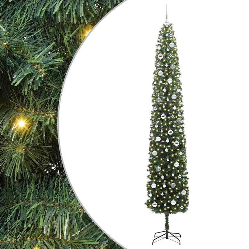 vidaXL Mű karácsonyfa 300 LED-del Zöld 270 cm PVC, acél és műanyag