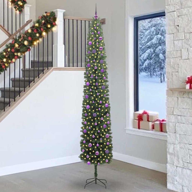 vidaXL Mű karácsonyfa 300 LED-del Zöld 270 cm PVC, acél és műanyag
