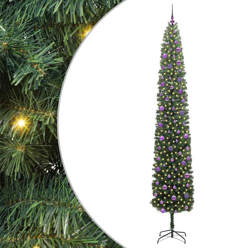 vidaXL Mű karácsonyfa 300 LED-del Zöld 270 cm PVC, acél és műanyag