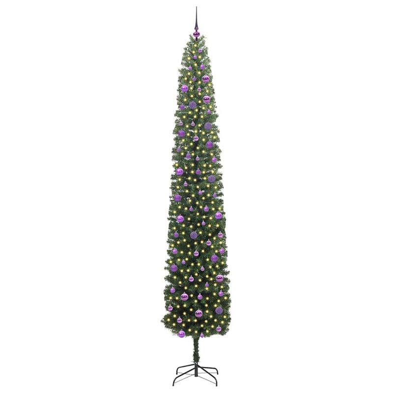 vidaXL Mű karácsonyfa 300 LED-del Zöld 270 cm PVC, acél és műanyag