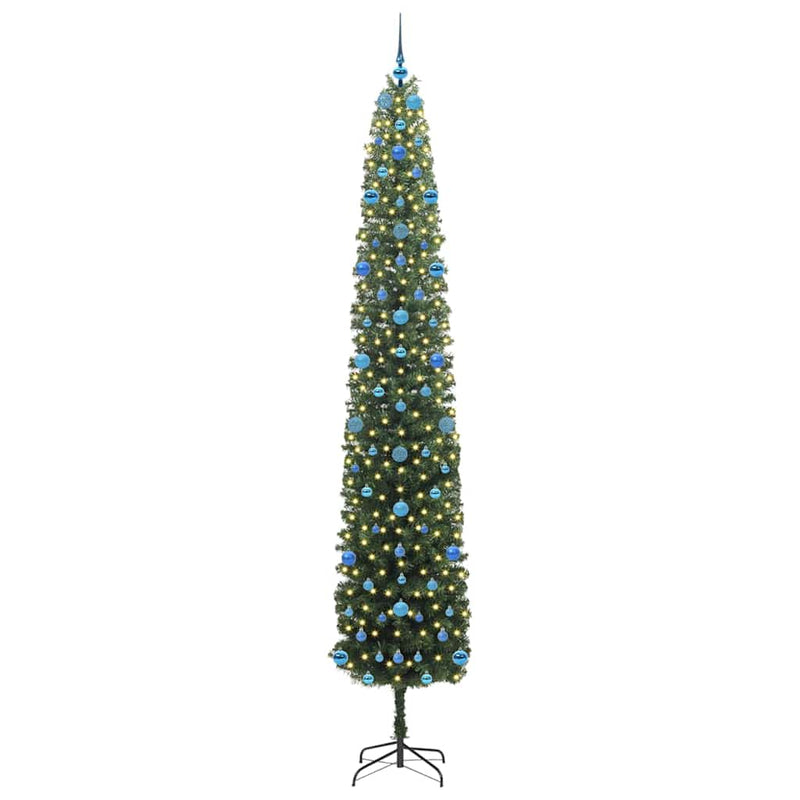 vidaXL Mű karácsonyfa 300 LED-del Zöld 270 cm PVC, acél és műanyag