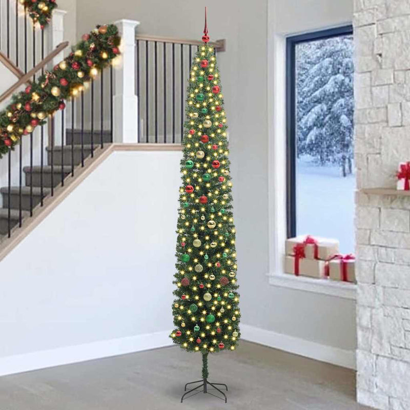vidaXL Mű karácsonyfa 300 LED-del Zöld 270 cm PVC, acél és műanyag