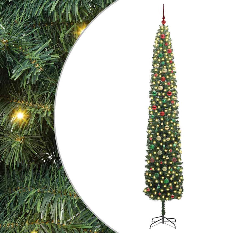 vidaXL Mű karácsonyfa 300 LED-del Zöld 270 cm PVC, acél és műanyag