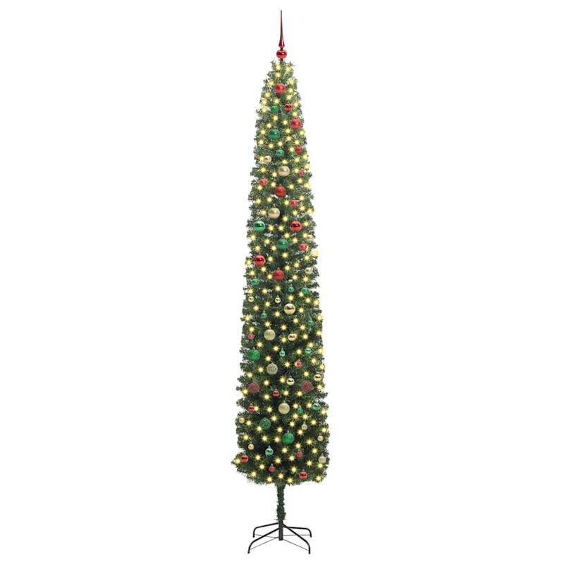 vidaXL Mű karácsonyfa 300 LED-del Zöld 270 cm PVC, acél és műanyag