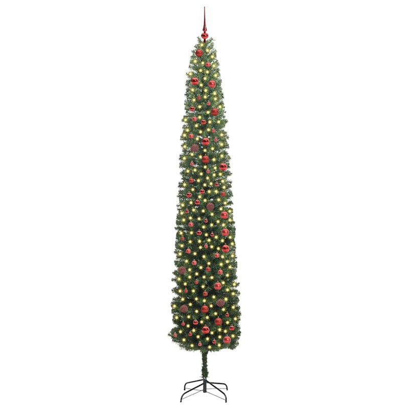 vidaXL Mű karácsonyfa 300 LED-del Zöld 300 cm PVC, acél és műanyag