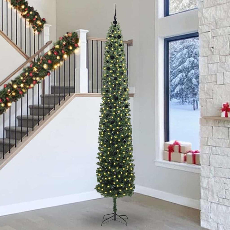 vidaXL Mű karácsonyfa 300 LED-del Zöld 300 cm PVC, acél és műanyag