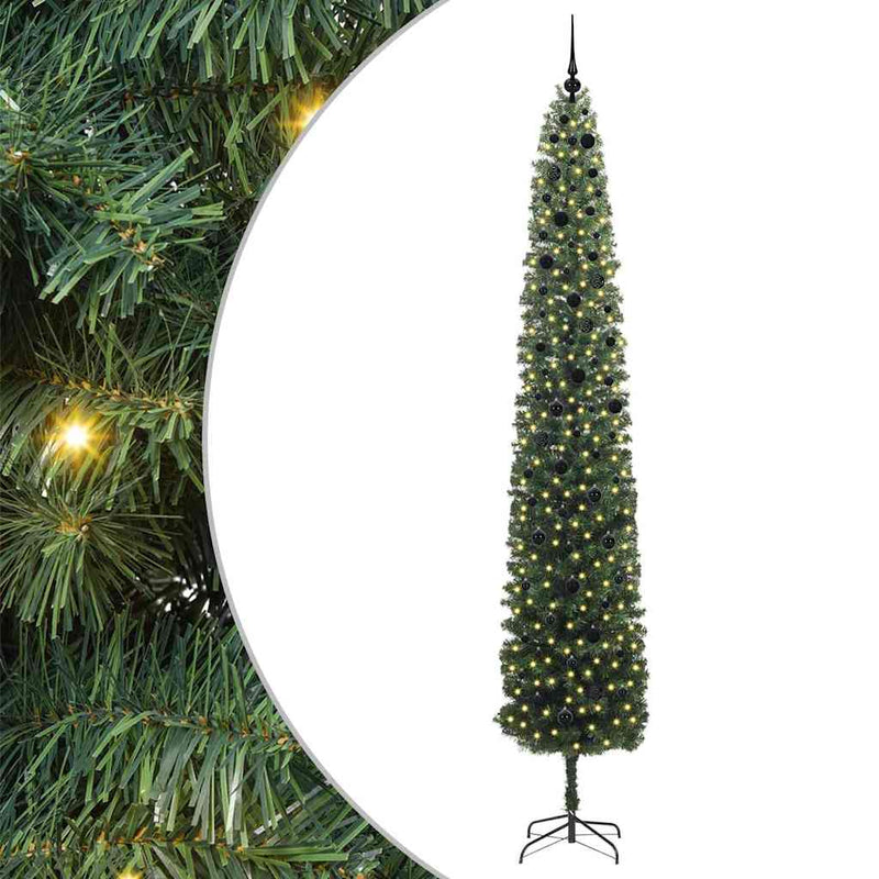 vidaXL Mű karácsonyfa 300 LED-del Zöld 300 cm PVC, acél és műanyag