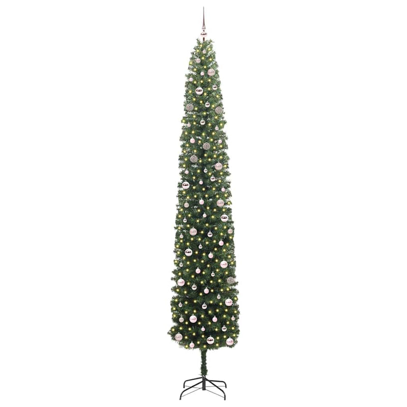 vidaXL Mű karácsonyfa 300 LED-del Zöld 300 cm PVC, acél és műanyag