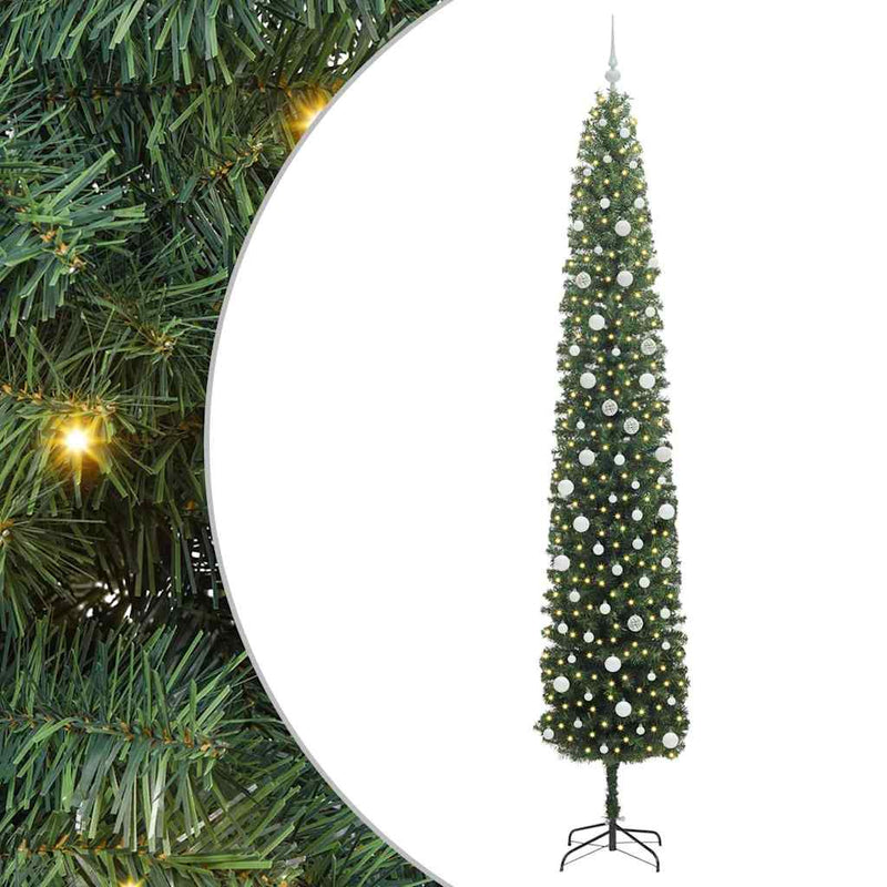 vidaXL Mű karácsonyfa 300 LED-del Zöld 300 cm PVC, acél és műanyag