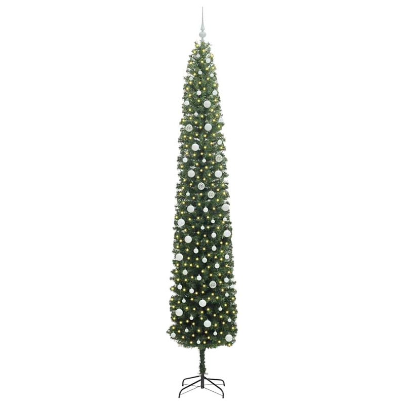 vidaXL Mű karácsonyfa 300 LED-del Zöld 300 cm PVC, acél és műanyag