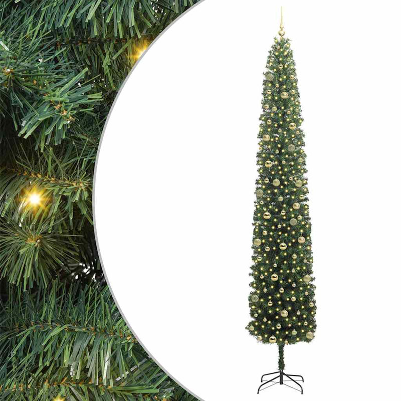 vidaXL Mű karácsonyfa 300 LED-del Zöld 300 cm PVC, acél és műanyag
