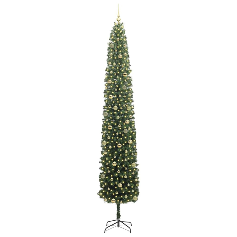vidaXL Mű karácsonyfa 300 LED-del Zöld 300 cm PVC, acél és műanyag