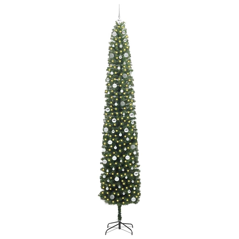 vidaXL Mű karácsonyfa 300 LED-del Zöld 300 cm PVC, acél és műanyag