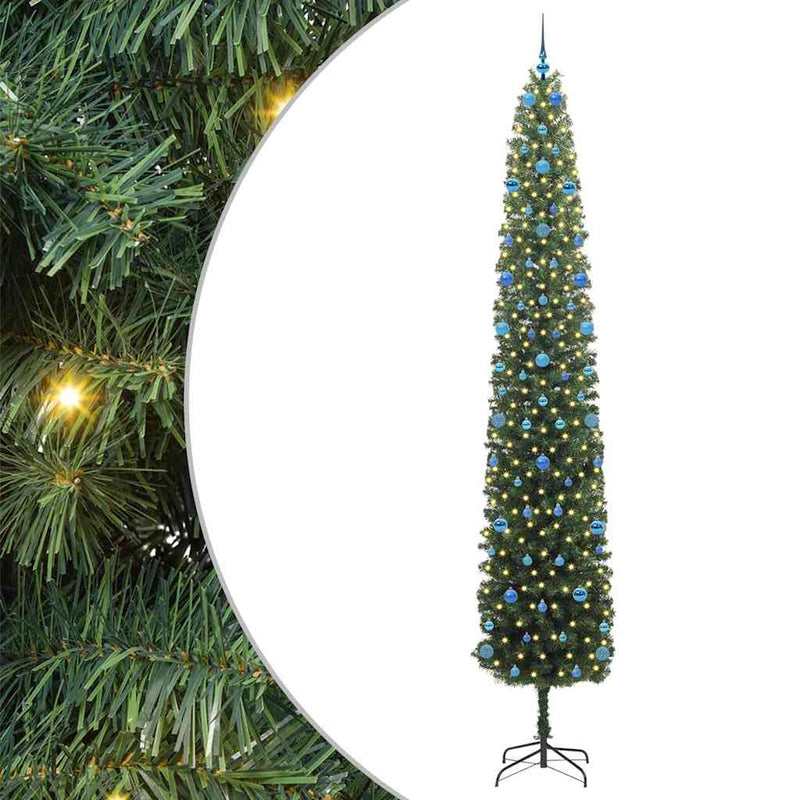 vidaXL Mű karácsonyfa 300 LED-del Zöld 300 cm PVC, acél és műanyag