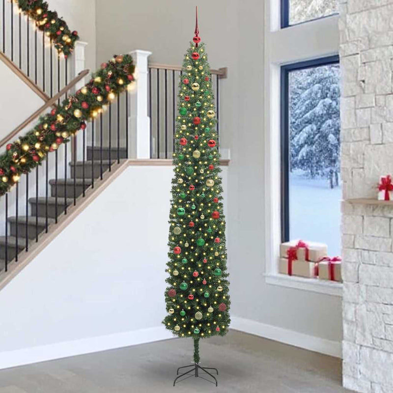 vidaXL Mű karácsonyfa 300 LED-del Zöld 300 cm PVC, acél és műanyag