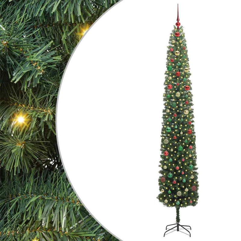 vidaXL Mű karácsonyfa 300 LED-del Zöld 300 cm PVC, acél és műanyag
