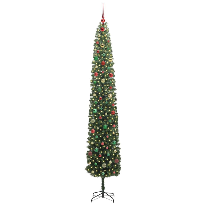 vidaXL Mű karácsonyfa 300 LED-del Zöld 300 cm PVC, acél és műanyag
