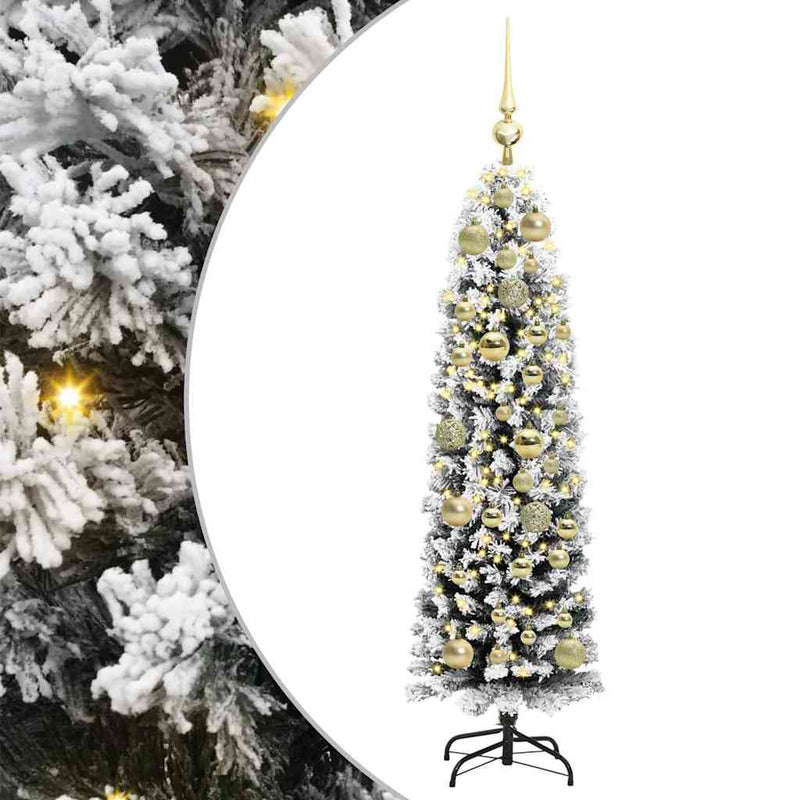 vidaXL Mű karácsonyfa 150 LED-del Zöld 120 cm PVC, acél és műanyag