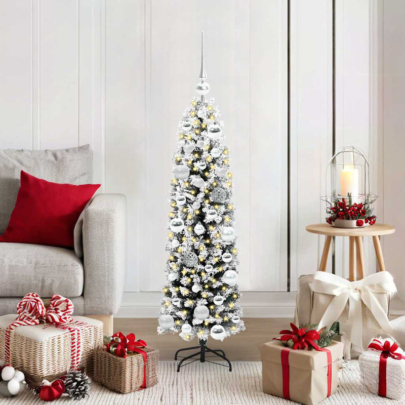 vidaXL Mű karácsonyfa 150 LED-del Zöld 120 cm PVC, acél és műanyag