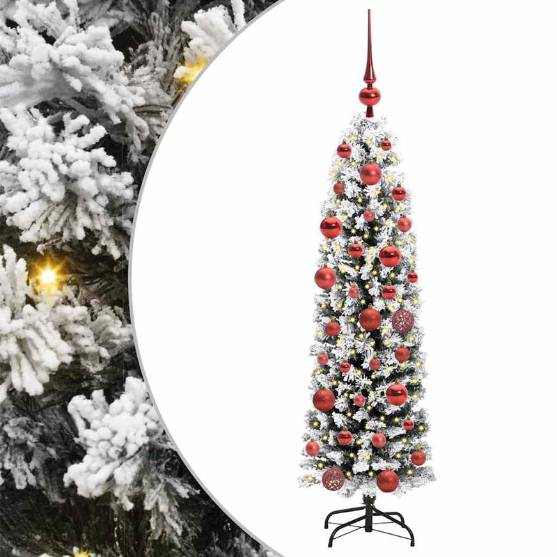 vidaXL Mű karácsonyfa 150 LED-del Zöld 150 cm PVC, acél és műanyag