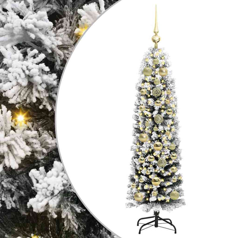 vidaXL Mű karácsonyfa 150 LED-del Zöld 150 cm PVC, acél és műanyag