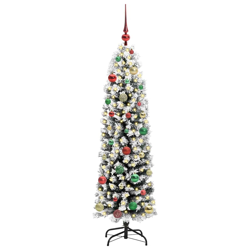 vidaXL Mű karácsonyfa 150 LED-del Zöld 150 cm PVC, acél és műanyag