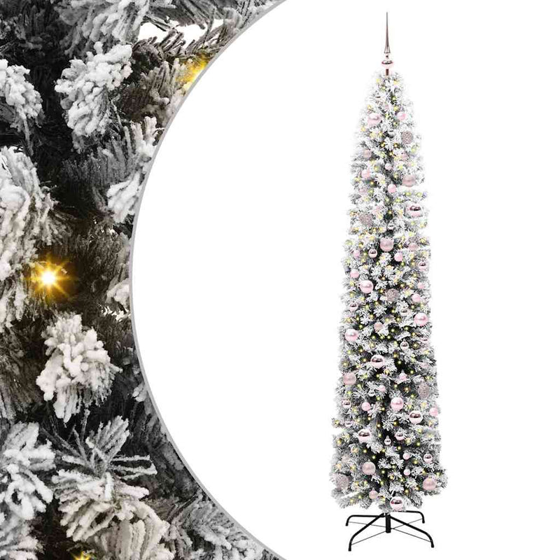 vidaXL Mű karácsonyfa 300 LED-del Zöld 210 cm PVC, acél és műanyag
