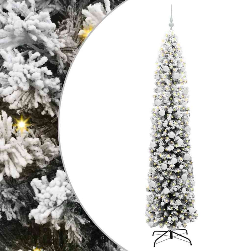 vidaXL Mű karácsonyfa 300 LED-del Zöld 210 cm PVC, acél és műanyag