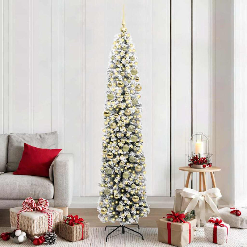 vidaXL Mű karácsonyfa 300 LED-del Zöld 210 cm PVC, acél és műanyag