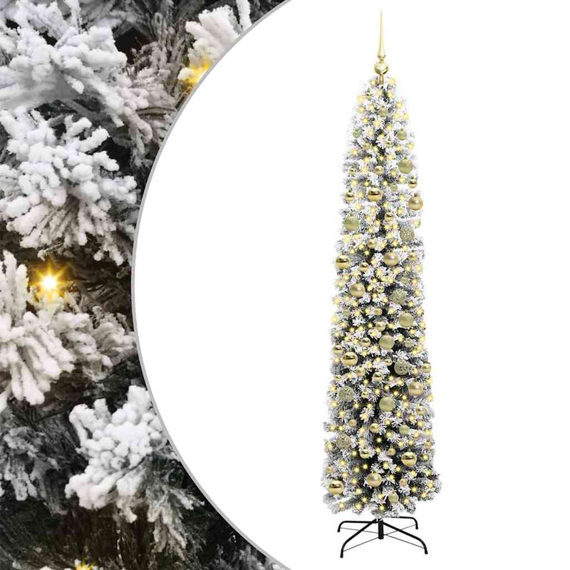 vidaXL Mű karácsonyfa 300 LED-del Zöld 210 cm PVC, acél és műanyag