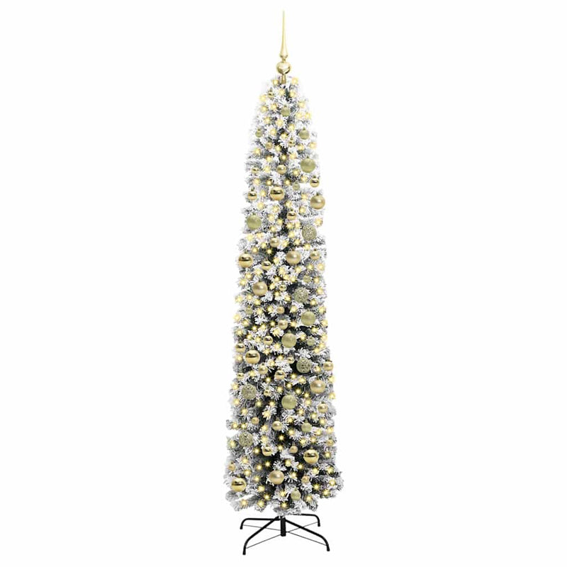 vidaXL Mű karácsonyfa 300 LED-del Zöld 210 cm PVC, acél és műanyag