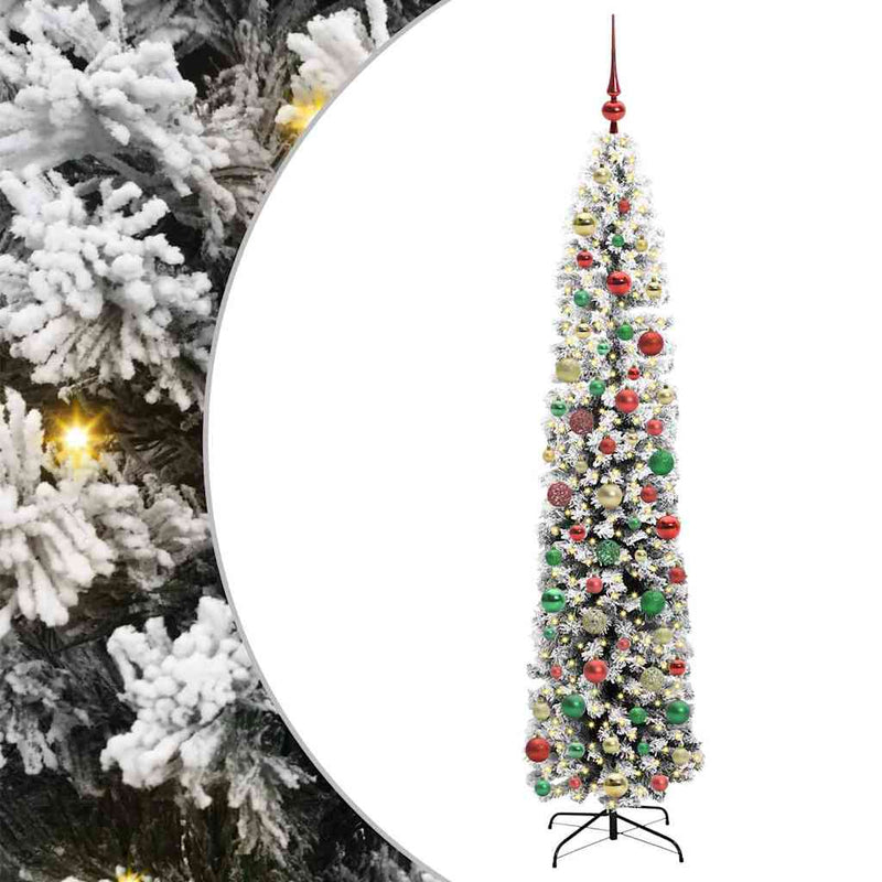 vidaXL Mű karácsonyfa 300 LED-del Zöld 210 cm PVC, acél és műanyag