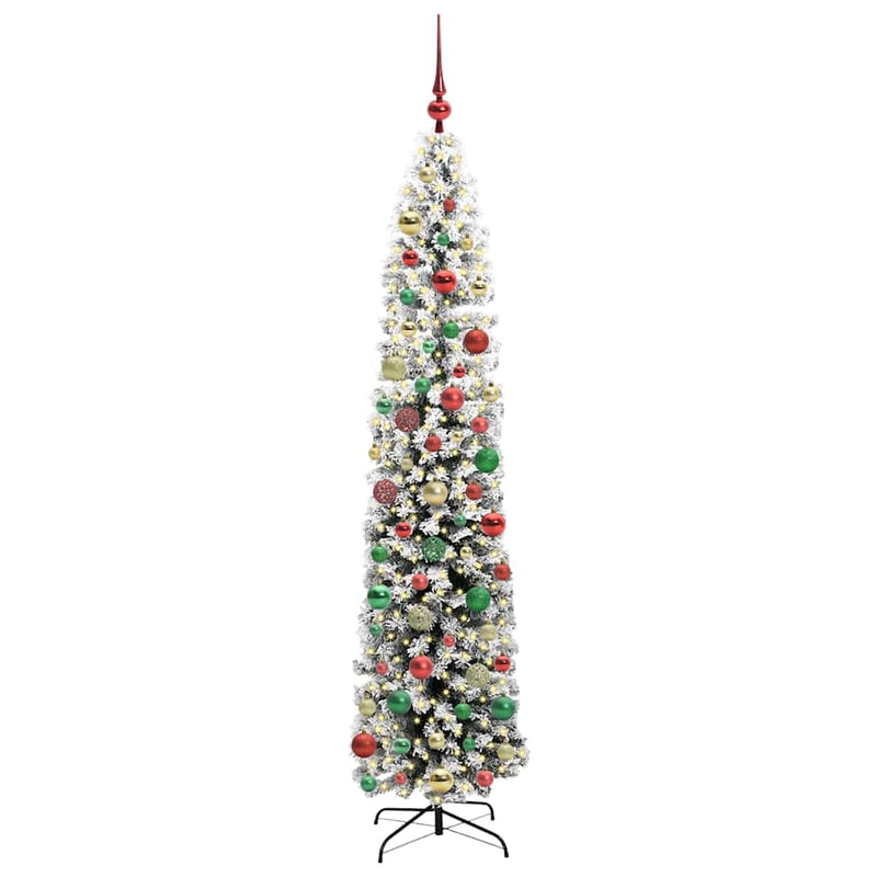 vidaXL Mű karácsonyfa 300 LED-del Zöld 210 cm PVC, acél és műanyag