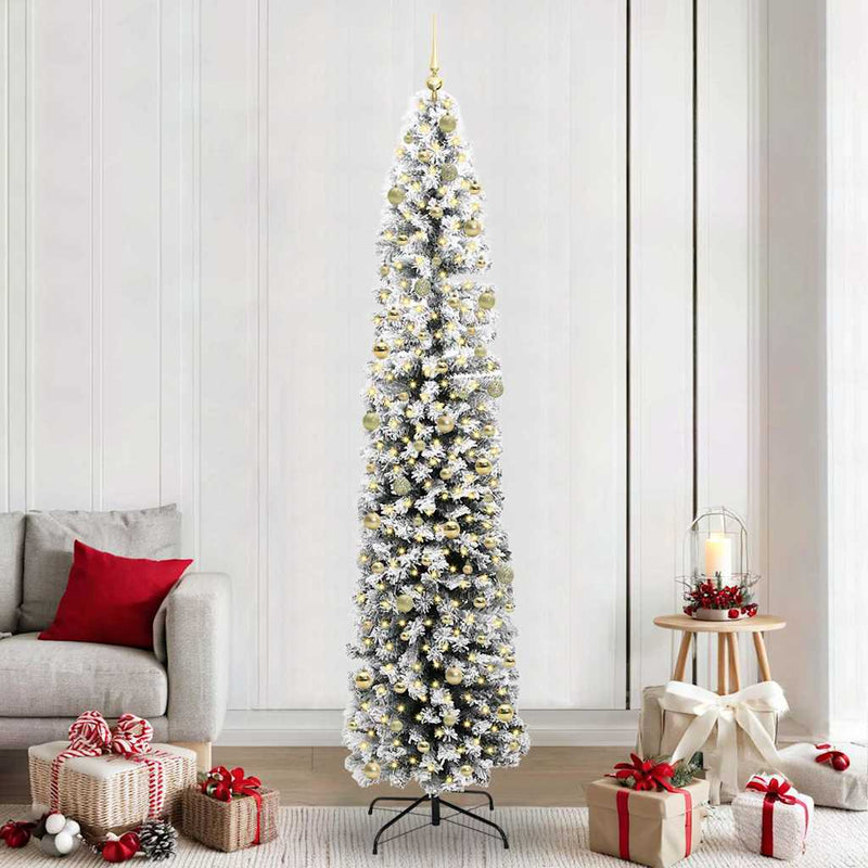 vidaXL Mű karácsonyfa 300 LED-del Zöld 240 cm PVC, acél és műanyag