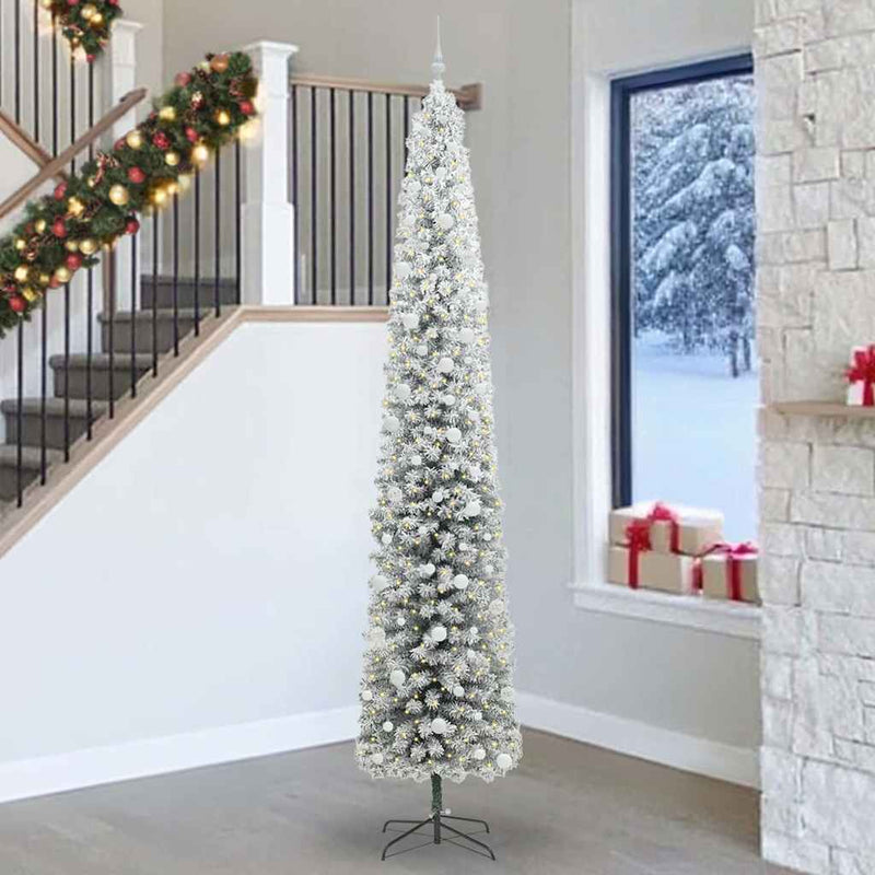 vidaXL Mű karácsonyfa 300 LED-del Zöld 270 cm PVC, acél és műanyag